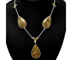 Flower Fossil Coral and Citrine Necklace SDN2002 N-1021, 20x31 mm