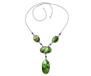 Green Matrix Turquoise and Amethyst Necklace SDN2006 N-1023, 17x31 mm