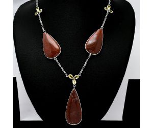 Red Moss Agate and Citrine Necklace SDN2007 N-1021, 20x43 mm