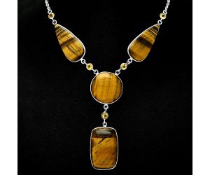 Tiger Eye and Citrine Necklace SDN2010 N-1023, 18x27 mm