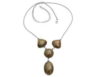 Flower Fossil Coral Necklace SDN2023 N-1013, 19x27 mm