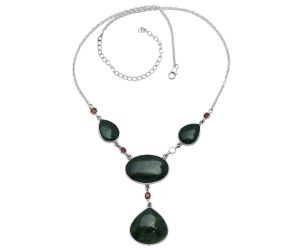 Blood Stone and Garnet Necklace SDN2035 N-1023, 22x22 mm