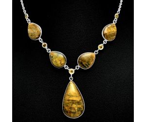 Nellite and Citrine Necklace SDN2038 N-1022, 18x31 mm