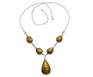 Nellite and Citrine Necklace SDN2038 N-1022, 18x31 mm