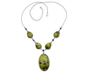Stichtite and Amethyst Necklace SDN2039 N-1022, 24x38 mm