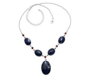 Sodalite and Garnet Necklace SDN2042 N-1022, 17x26 mm