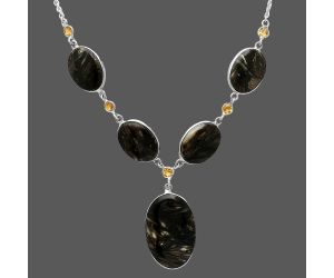 Bat Cave Jasper and Citrine Necklace SDN2043 N-1022, 19x29 mm