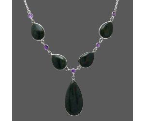 Blood Stone and Amethyst Necklace SDN2046 N-1022, 15x30 mm