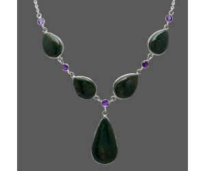 Blood Stone and Amethyst Necklace SDN2047 N-1022, 16x28 mm