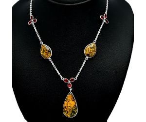 Nellite and Garnet Necklace SDN2051 N-1021, 16x30 mm
