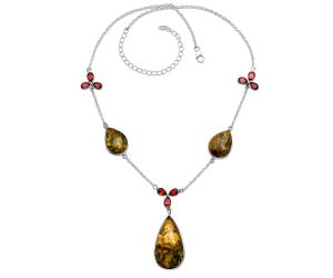 Nellite and Garnet Necklace SDN2051 N-1021, 16x30 mm