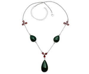 Blood Stone and Garnet Necklace SDN2057 N-1021, 14x26 mm