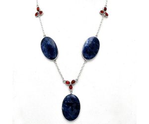 Sodalite and Garnet Necklace SDN2061 N-1021, 21x31 mm