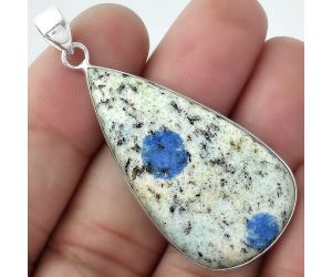 Natural K2 Blue - Azurite In Quartz Pendant SDP100064 P-1001, 21x40 mm