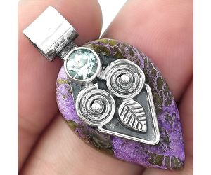 Owl - Purpurite & Sky Blue Topaz Pendant SDP100647 P-1649, 16x25 mm