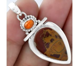 Noreena Jasper & Orange Ethiopian Opal Pendant SDP100769 P-1289, 13x21 mm