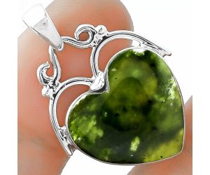 Valentine Gift Heart Natural Chrome Chalcedony Pendant SDP101470 P-1334, 17x17 mm