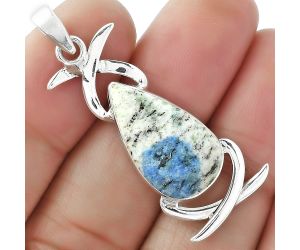 Natural K2 Blue - Azurite In Quartz Pendant SDP101632 P-1428, 12x21 mm