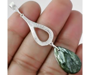 Natural Russian Seraphinite Pendant SDP101902 P-1595, 13x22 mm