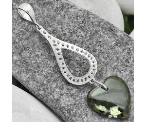 Valentine Gift Heart Natural Chrome Chalcedony Pendant SDP102058 P-1595, 17x17 mm