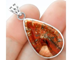 Natural Red Brecciated Jasper Pendant SDP102339 P-1002, 17x27 mm