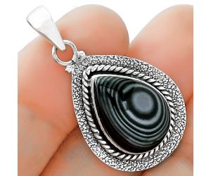 Crown Of Silver Psilomelane - Black Malachite Pendant SDP102559 P-1181, 12x17 mm