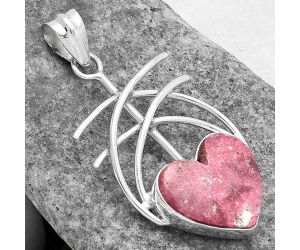 Valentine Gift Heart Natural Pink Thulite - Norway Pendant SDP103044 P-1010, 15x17 mm