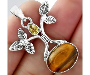 Tree of Life - Tiger Eye & Citrine Pendant SDP103066 P-1420, 12x16 mm