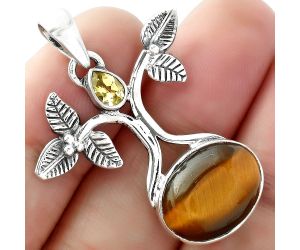 Tree of Life - Tiger Eye & Citrine Pendant SDP103069 P-1420, 12x16 mm