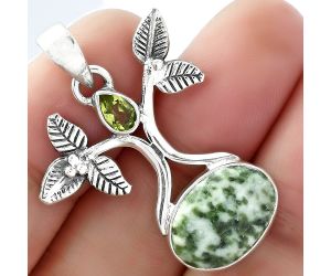 Tree of Life - Dioptase & Peridot Pendant SDP103071 P-1420, 11x15 mm