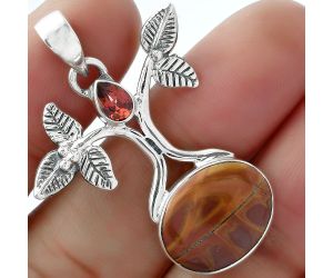 Tree of Life - Noreena Jasper & Garnet Pendant SDP103084 P-1420, 12x15 mm