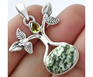 Tree of Life - Dioptase & Peridot Pendant SDP103087 P-1420, 12x16 mm