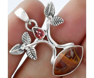 Tree of Life - Noreena Jasper & Garnet Pendant SDP103090 P-1420, 9x17 mm