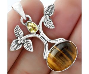 Tree of Life - Tiger Eye & Citrine Pendant SDP103093 P-1420, 12x16 mm