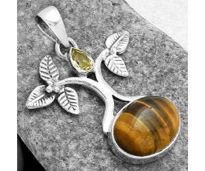 Tree of Life - Tiger Eye & Citrine Pendant SDP103093 P-1420, 12x16 mm