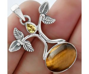 Tree of Life - Tiger Eye & Citrine Pendant SDP103100 P-1420, 12x16 mm