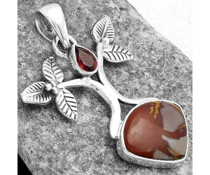 Tree of Life - Noreena Jasper & Garnet Pendant SDP103105 P-1420, 13x16 mm