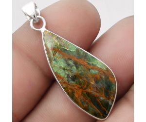 Natural Turkish Rainforest Chrysocolla Pendant SDP103630 P-1001, 14x31 mm