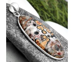 Natural Leopard Skin Jasper Pendant SDP103806 P-1001, 20x37 mm