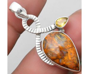 Natural Pietersite - Namibia & Citrine Pendant SDP104174 P-1111, 13x20 mm