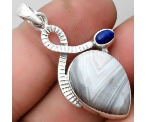 Natural Botswana Agate & Lapis Pendant SDP104178 P-1111, 15x20 mm