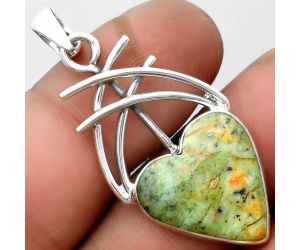 Valentine Gift Heart Natural Chrome Chalcedony Pendant SDP104261 P-1010, 18x19 mm