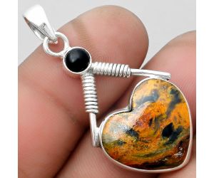 Valentine Gift Heart Pietersite - Namibia & Black Onyx Pendant SDP104325 P-1600, 18x19 mm