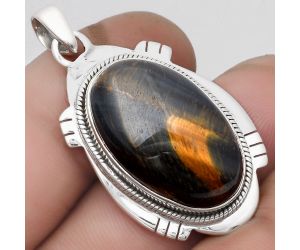 Natural Blue Tiger Eye Pendant SDP104531 P-1463, 15x25 mm