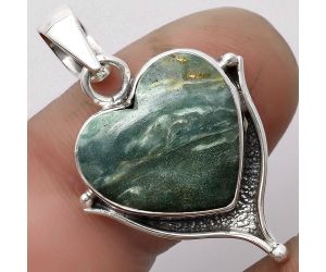 Valentine Gift Heart Natural Larsonite Jasper Pendant SDP104791 P-1393, 16x17 mm