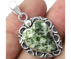 Valentine Gift Heart Natural Dioptase Pendant SDP104846 P-1242, 15x20 mm