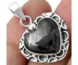 Heart Crown Of Silver Psilomelane - Black Malachite Pendant SDP104858 P-1242, 16x17 mm