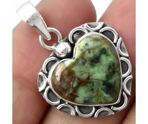 Valentine Gift Heart Turkish Rainforest Chrysocolla Pendant SDP104875 P-1242, 16x16 mm