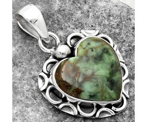 Valentine Gift Heart Turkish Rainforest Chrysocolla Pendant SDP104875 P-1242, 16x16 mm