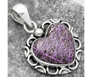 Valentine Gift Heart Natural Purpurite - South Africa Pendant SDP104882 P-1242, 16x17 mm